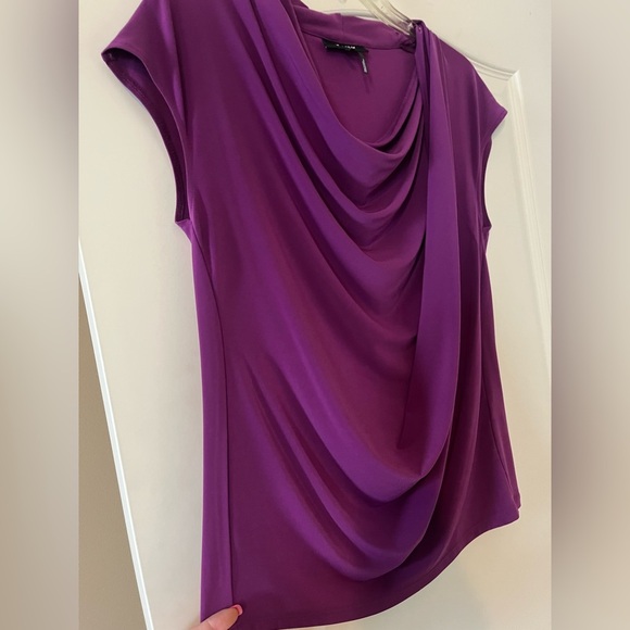 DKNY Elegant Violet Drape Neck Blouse women’s size medium - Picture 6 of 13